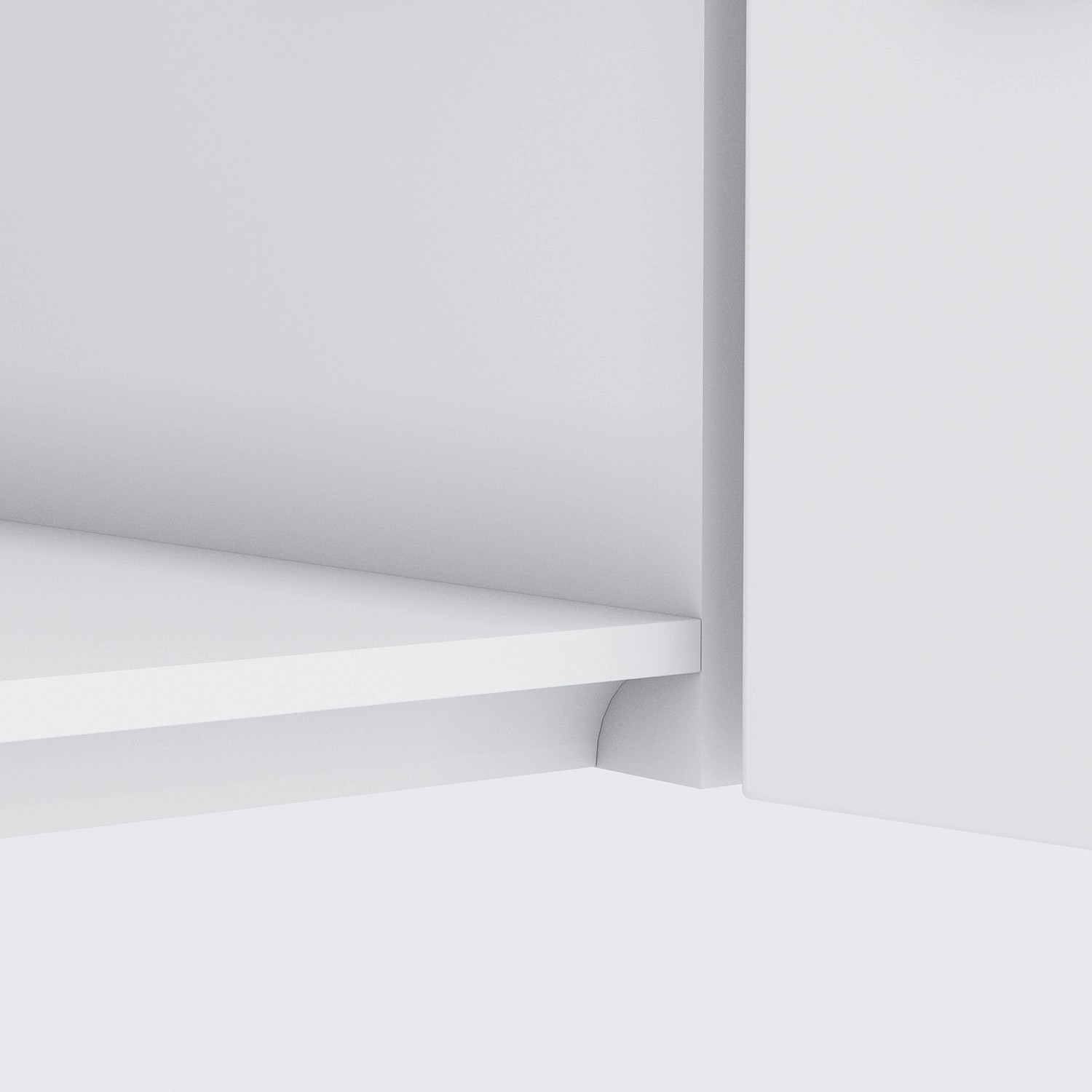 Detailaufnahme: Helles Regal und Schrank der Held Möbel Winkelküche Turin.