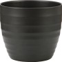 Anthrazitfarbener Scheurich Übertopf 923 mit Wellenstruktur, Ø 28 cm.