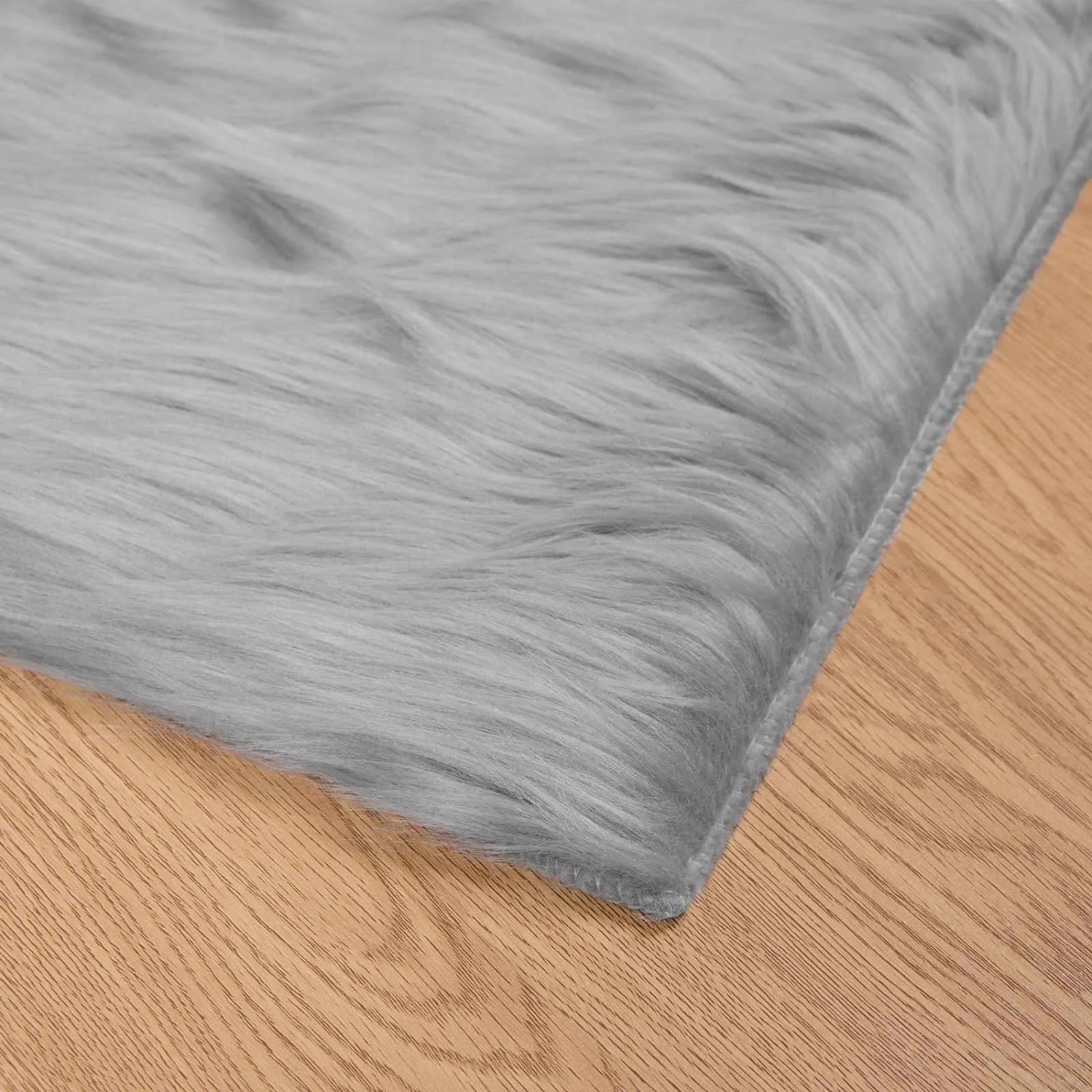 vidaXL Kunstschaffell Teppich Tafalla Grau 200 x 200 cm Polyester 42021533_7