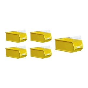 Sparset: 5 gelbe Sichtlagerboxen 20x35cm mit Abdeckung, ideal für Werkstatt & Lager.