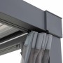 Sunjoy Netz für Matterhorn Multi-Pergola, Detailaufnahme der grauen Terrassenüberdachung mit Moskitonetz.