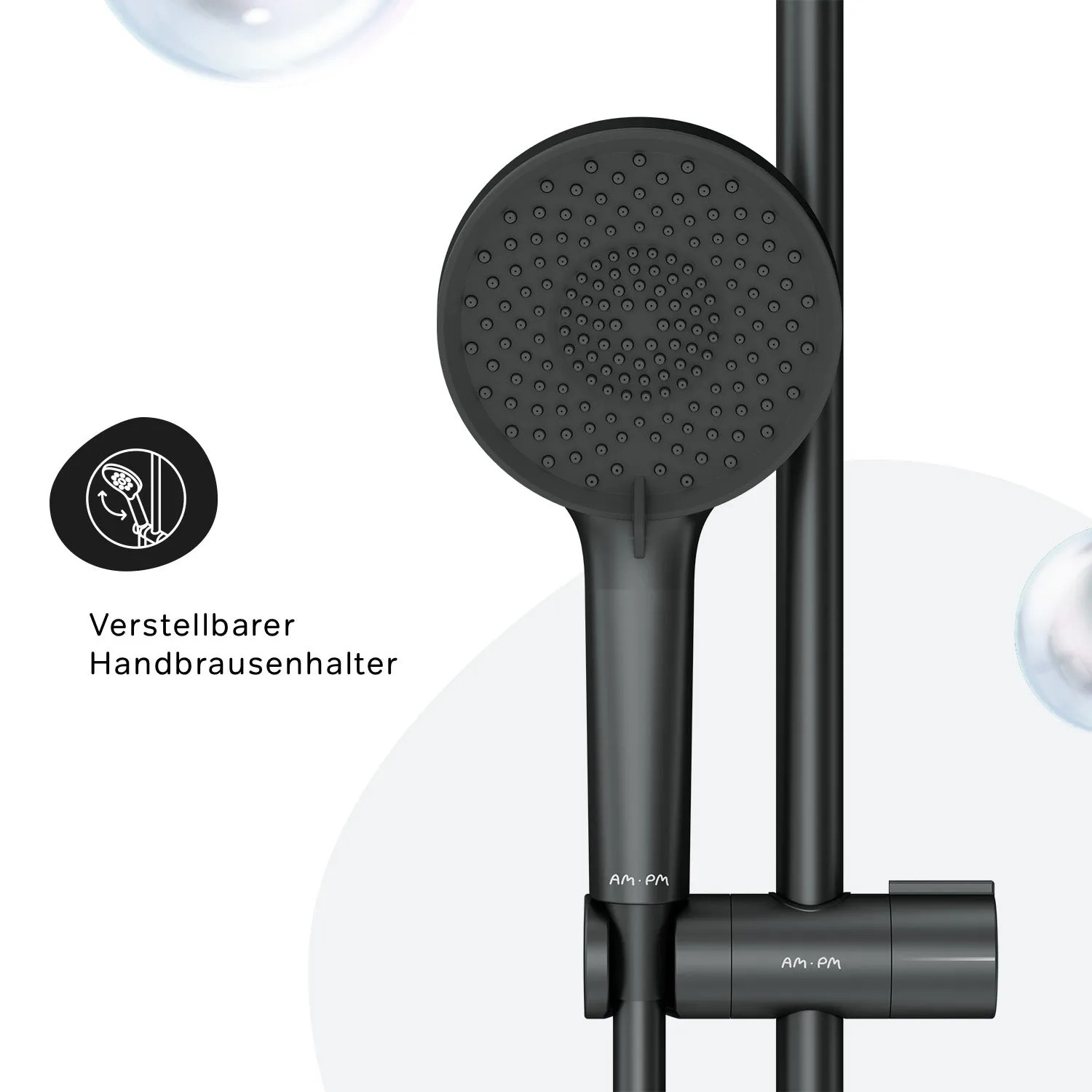 AM.PM X-Joy Duschset, Brausegarnitur mit Handbrause und Duschsäule in Schwarz.