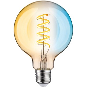 Paulmann E27 LED Leuchtmittel in Globeform mit Filament und App-Steuerung.