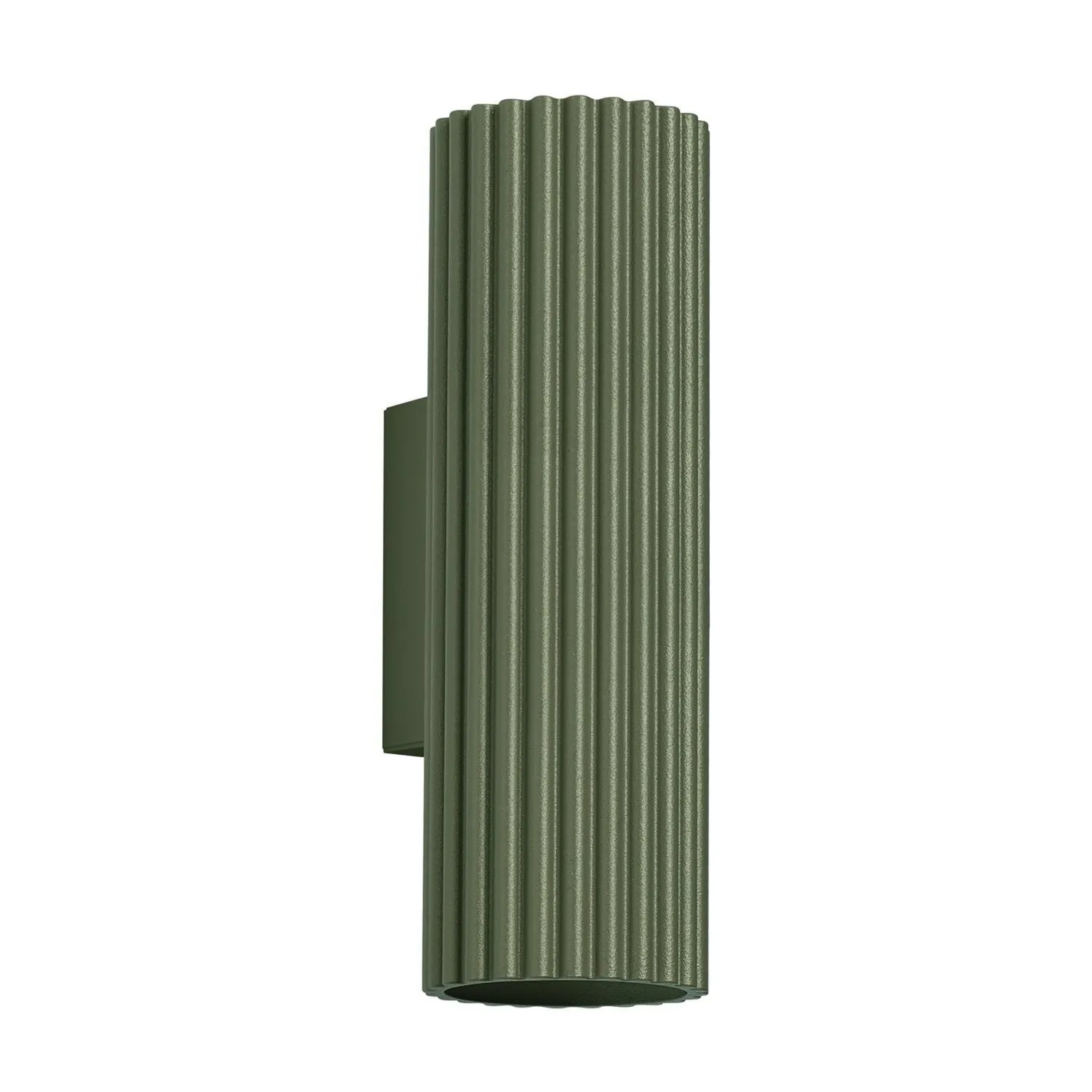 Licht-Erlebnisse Wandlampe Up Down 20 CM Hoch Olivgrün 2-Flammig Aluminium GU10 Modern