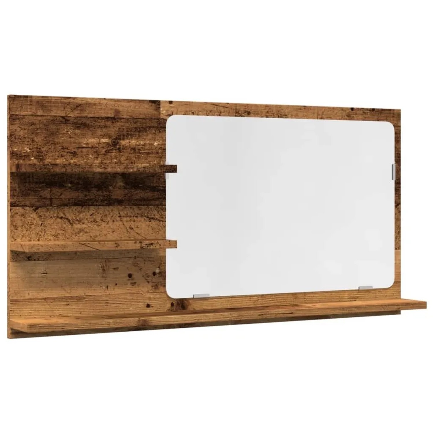 vidaXL Badspiegel mit Ablagen Altholz-Optik 90x11x45 cm Holzwerkstoff 856262