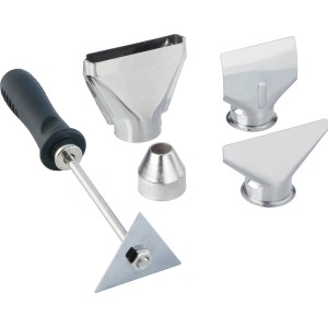 Zubehör für LUX Heißluftpistole HLP-2000 LCD: Düsenaufsätze und Schaber.