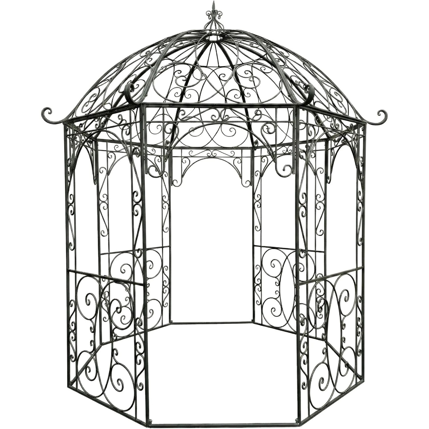 DELUKE Pavillon LIV Antik 284x263x313cm Metall Anthrazit Gartenpavillon Zierpavillon Gartendeko