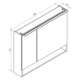 Fackelmann LED-Spiegelschrank B.Paris, 90cm, Schwarz/Eiche, Maße eingezeichnet.