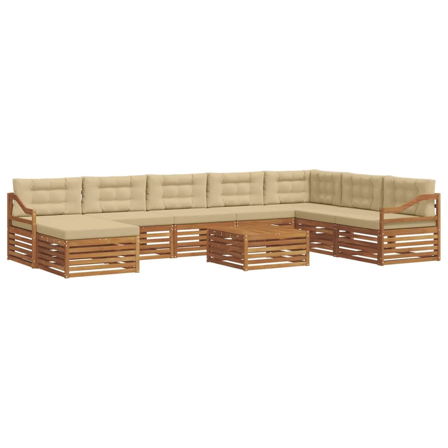 vidaXL Sofagarnituren 9 Tlg Natur und Beige Massivholz Akazie 3373998