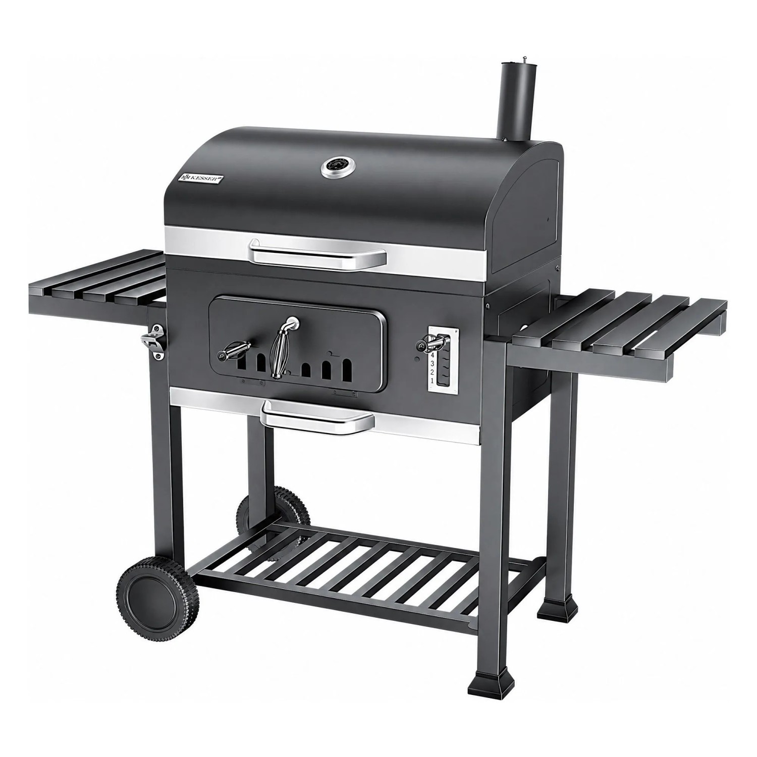 KESSER Holzkohlegrill Grillwagen mit Deckel Größe XL Farbe Grau