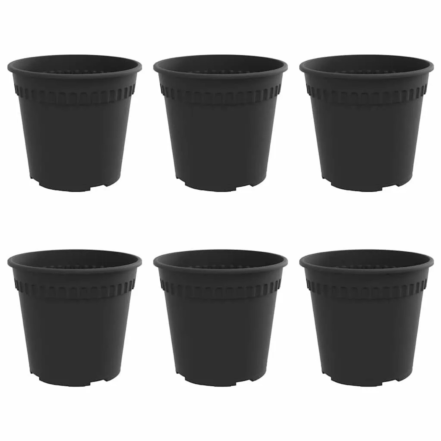 vidaXL Runder Blumentopf 6 Stk Schwarz Ø 19 x 16 cm Kunststoff 42020270