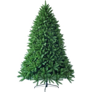 Künstlicher Weihnachtsbaum, 225 cm hoch, mit grünem PVC und Metallständer.