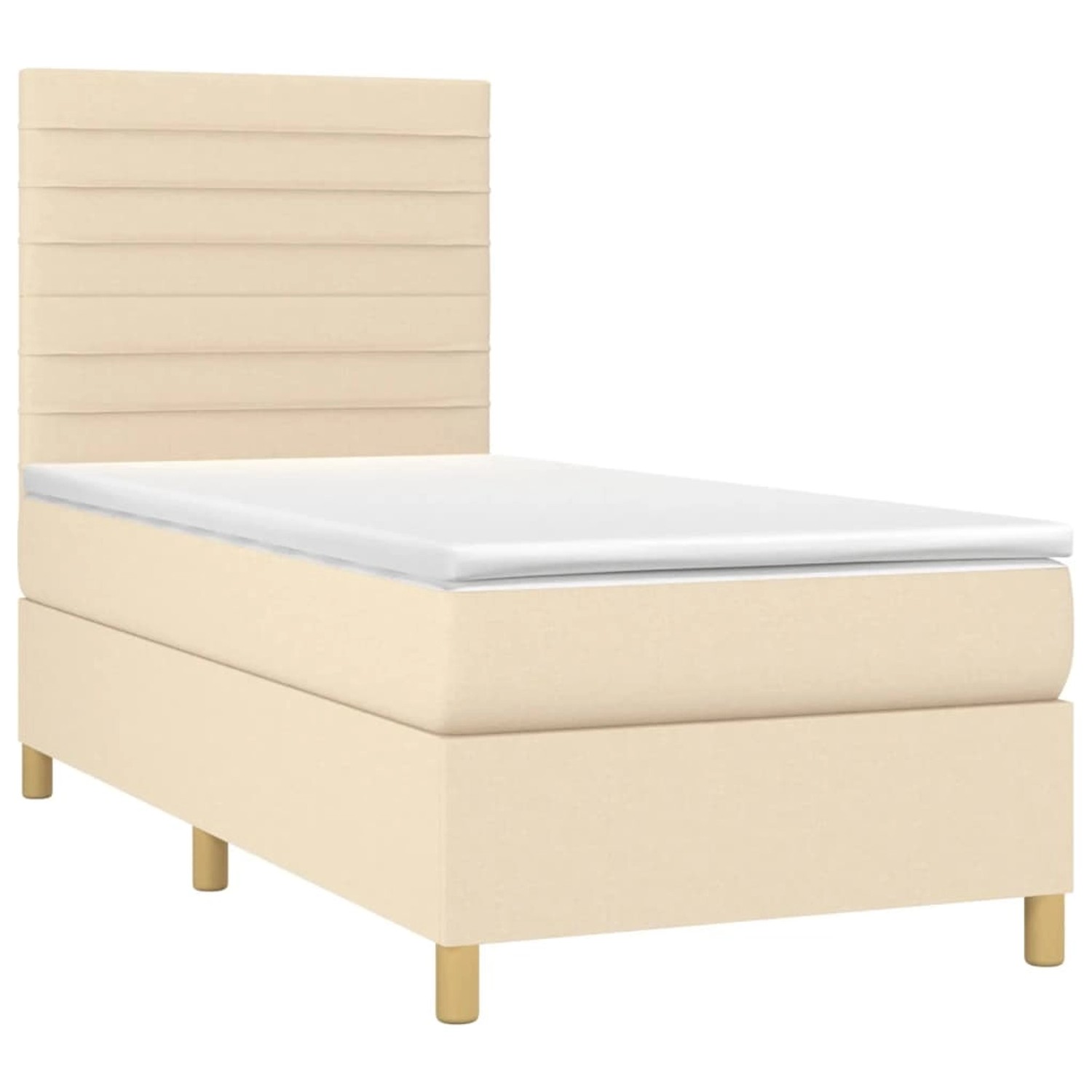 vidaXL Boxspringbett mit Matratze & LED Creme 90x200 cm Stoff 3135490 günstig online kaufen