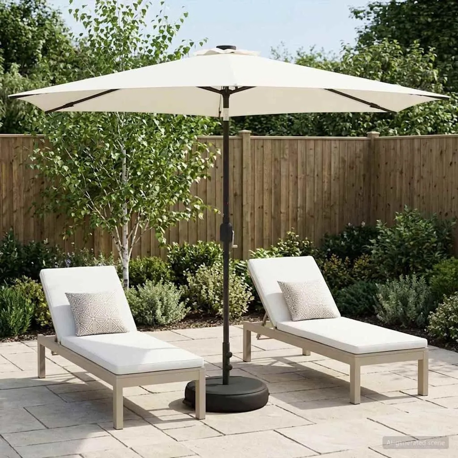 vidaXL Gartenparasol mit LED-Lichtern und Sockel 300 x 300 cm 42036267