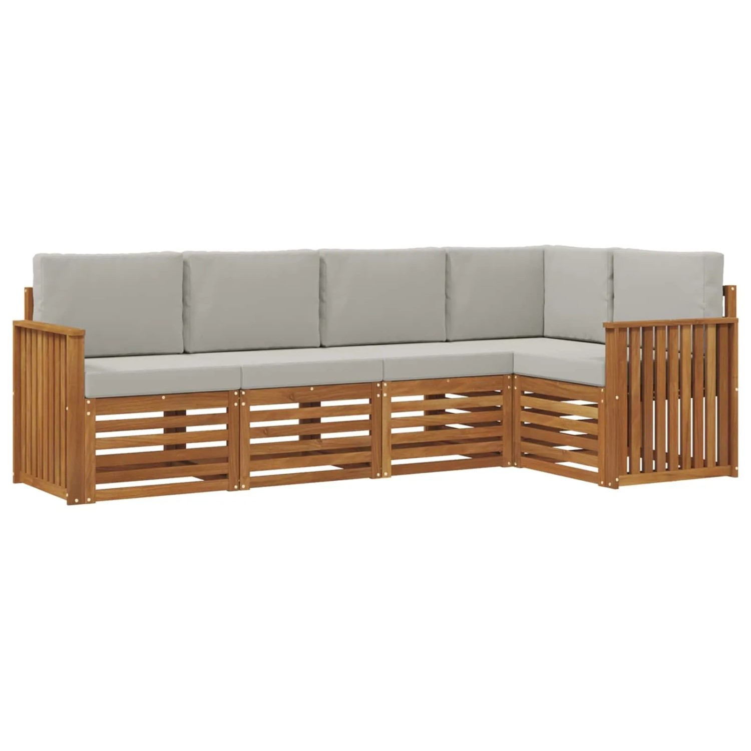 vidaXL Sofagarnituren 5 Tlg Natur und Hellgrau Massivholz Akazie 3374806