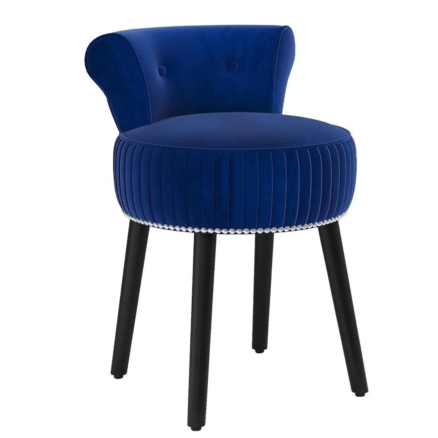 Costway Samt Schminkhocker mit Lehne Gepolsterter Vanity Sitzhocker Blau