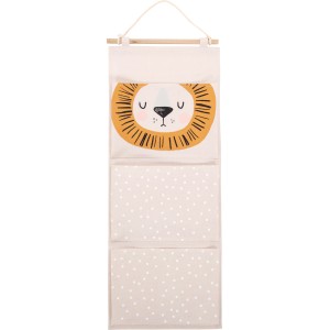 Hängeaufbewahrung Safari Adventure mit Löwenmotiv, 3 Fächer, Textil, 30x75 cm.
