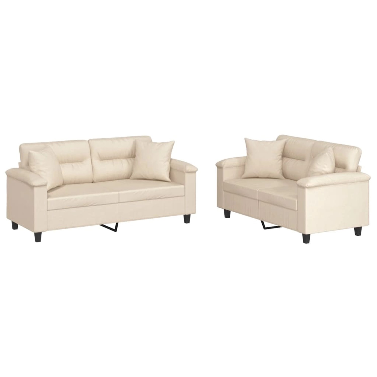 vidaXL 2-Tlg Sofagarnitur mit Kissen Beige Mikrofasergewebe 3202331 günstig online kaufen