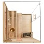 Artsauna Vantaa Sauna 150x140cm mit Saunaofen, aus Hemlockholz mit Glasfront und Zubehör.
