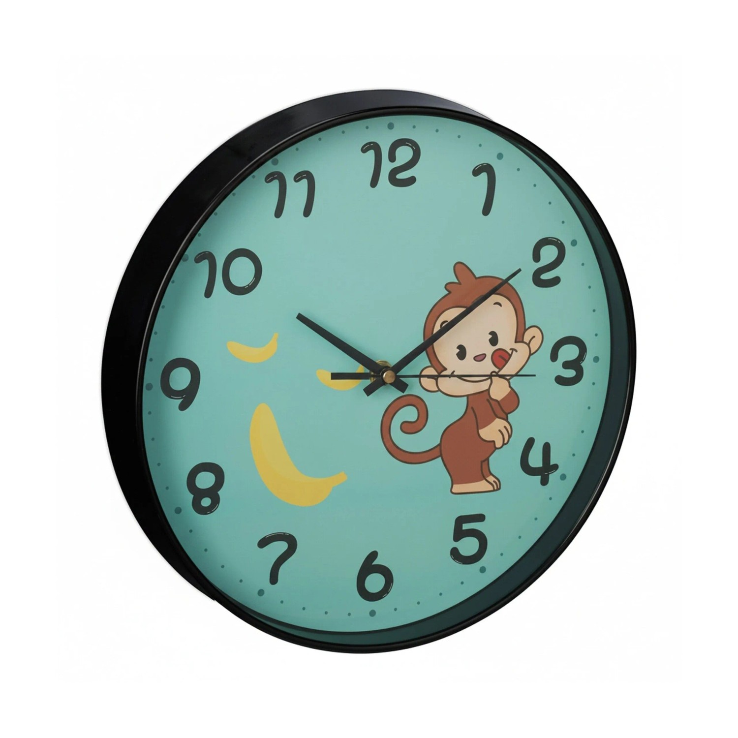 Relaxdays Wanduhr Affe PS-Kunststoff Glas Türkis Schwarz für Kinder 29,5 cm x 4,5 cm 550 g