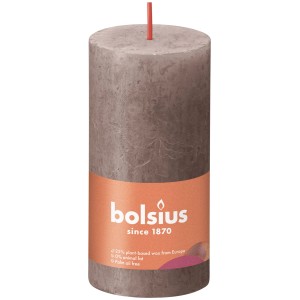 Bolsius Rustik-Kerze Shine, 100/50 mm, in rustikalem Taupe. Stumpenkerze für gemütliche Atmosphäre.