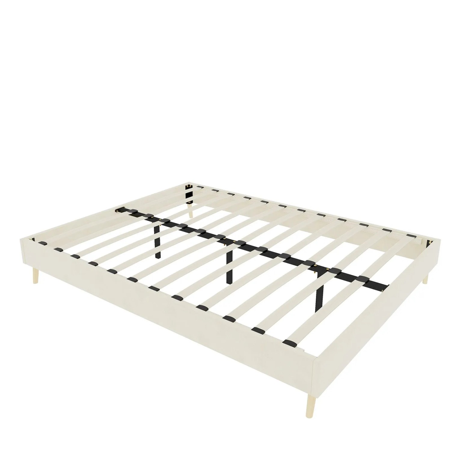 okwish Bettgestell 140x200cm mit Samt Schlafzimmer Beige ohne Matratze