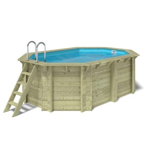 ALTANKA Holzpool Nemo 4,3x3 Höhe 1,31 m mit am Beton Verschraubten Stützen BAS7303OSPL