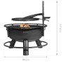 CookKing Feuerschale Bandito mit Grillrost und Zubehör, Stahl schwarz, 80x53cm. Robuste Feuerstelle für Garten & Terrasse.