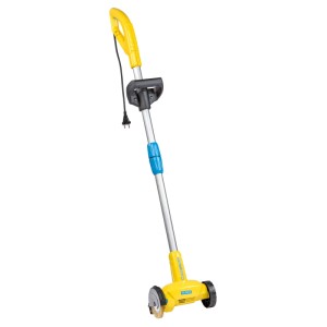 Gloria Elektro-Unkrautfugenbürste WeedBrush, gelb, mit Führungsrad zur Fugenreinigung im Garten.