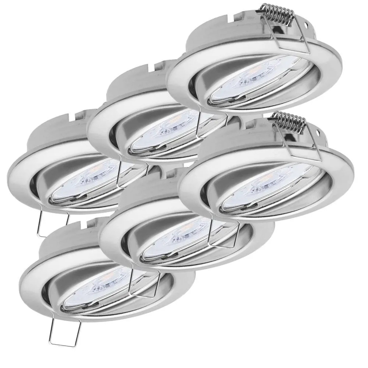 Oktaplex Dijon 6er Set LED-Spots Einbaustrahler Dimmbar Schwenkbar Ø 68mm Chrom-Optik 4,9W 4000K Neutralweiß 230V