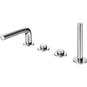 Keuco 4-Loch-Wannenarmatur Edition 400 Chrom mit Handbrause und Auslauf