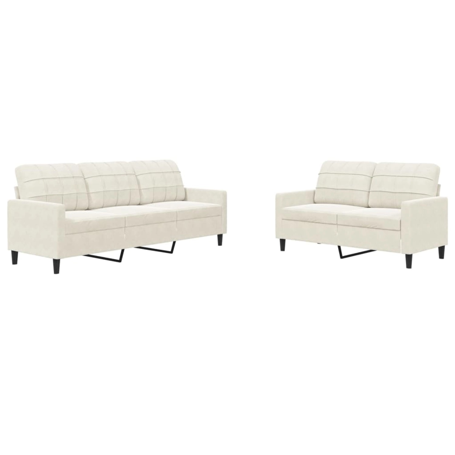 vidaXL 2-Tlg Sofagarnitur mit Kissen Creme Samt 3278399 günstig online kaufen