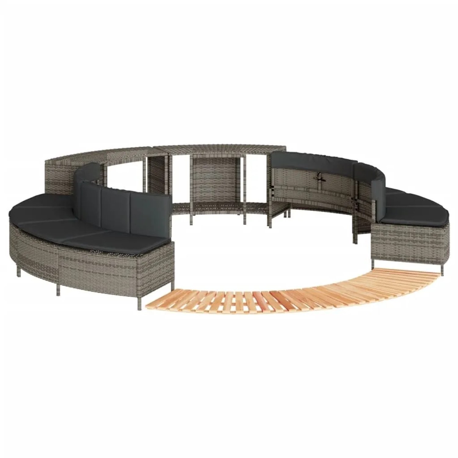 vidaXL Whirlpool-Umrandung Grau Poly Rattan und Massivholz Akazie 3270654