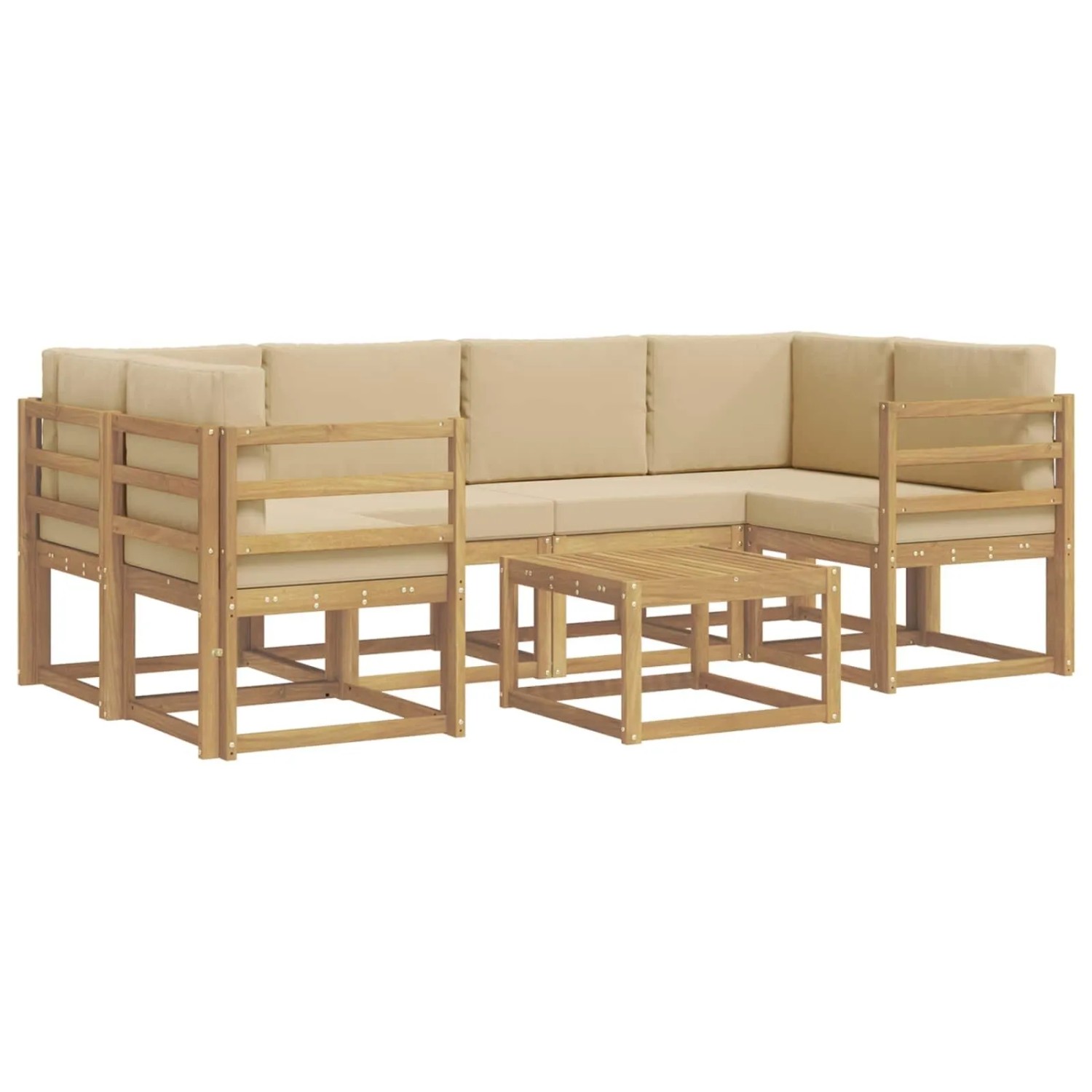 vidaXL Outdoor-Sofagarnitur mit Kissen 7-Tlg Weiß und Beige 3387302