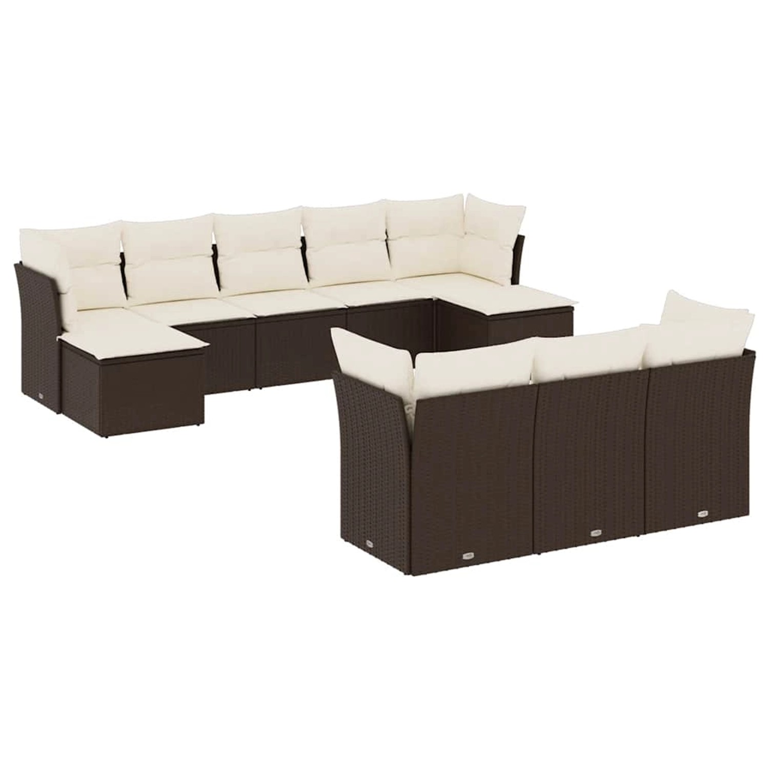 vidaXL 10-Tlg Garten-Sofagarnitur mit Kissen Braun Poly Rattan 3218333 günstig online kaufen