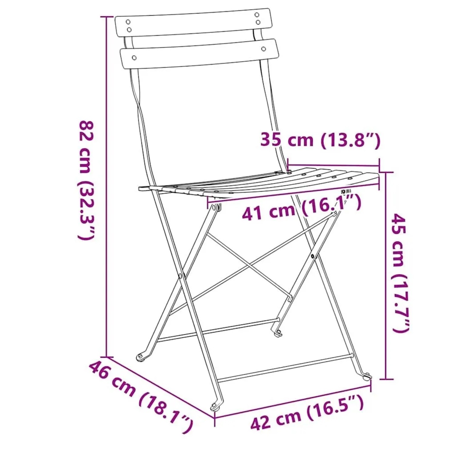 vidaXL Garten Klappstuhl 2 Stk Grün 42 x 46 x 82cm Stahl 42002955_13