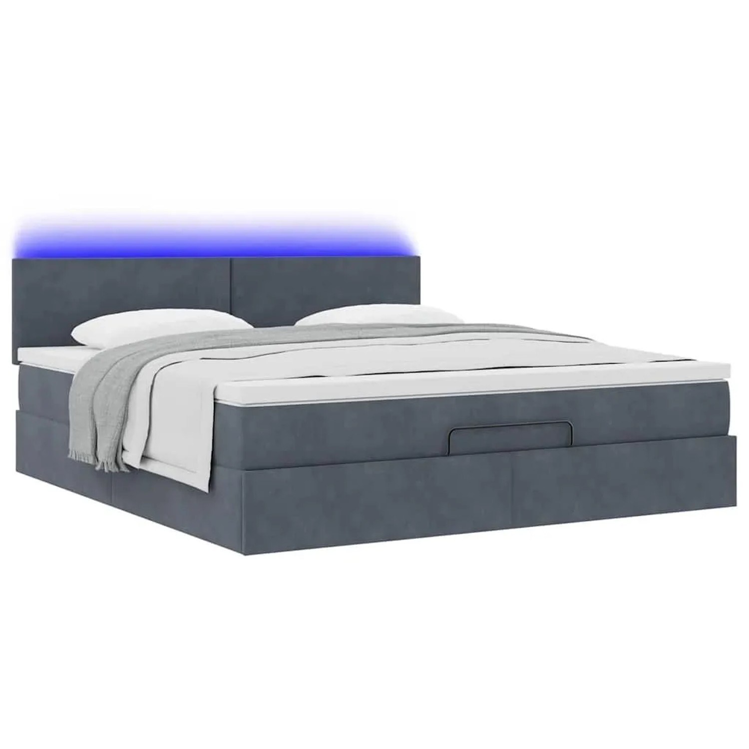 vidaXL Ottoman-Bett mit Matratze & LEDs Dunkelgrau 180x200 cm Samt 3312567