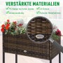 Outsunny Blumenkasten aus Rattan mit Füßen und Ablage, braun. Hochbeet für Garten und Terrasse.