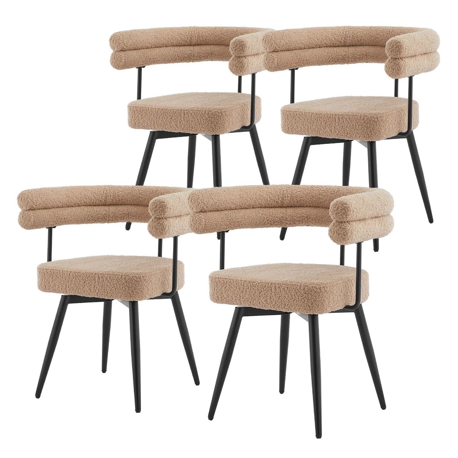 ML-Design Esszimmerstühle Drehbar 4Er Set Braun Teddy-Stoff
