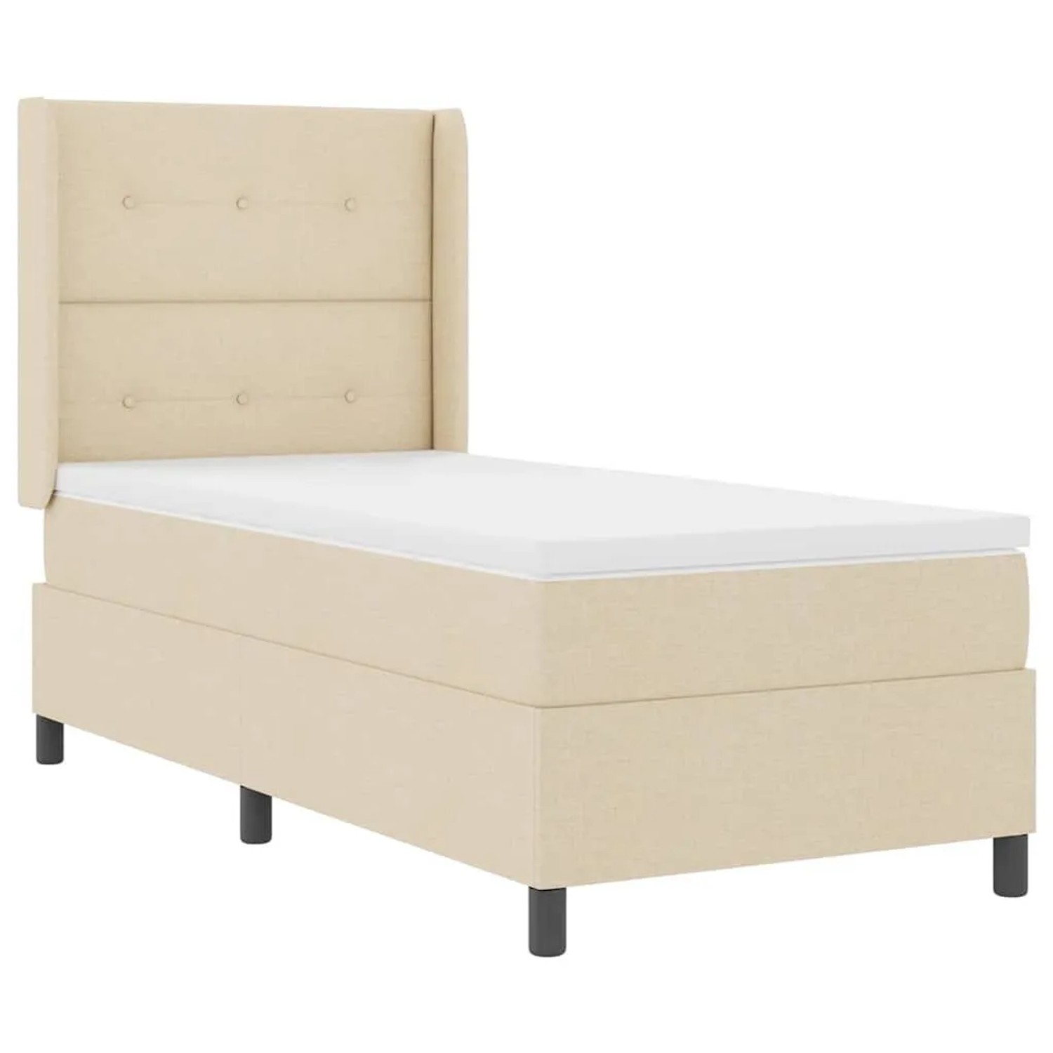 vidaXL LED Boxspringbett mit Matratze Creme 100 x 200 cm Stoff 3343495