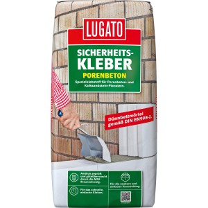 Sack Dünnbettmörtel Sicherheitskleber für Porenbeton, 25 kg.