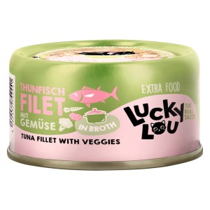 Lucky Lou Katzen-Nassfutter Thunfisch mit Gemüse in Broth, 70g Dose.
