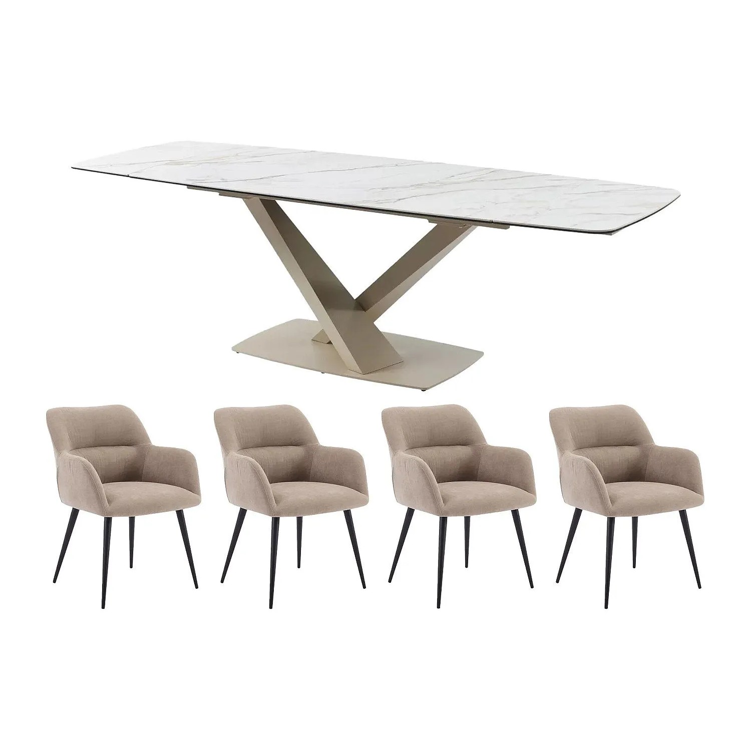 Vente-unique Essgruppe Malata Beige  Weiß 260 cm  180 cm
