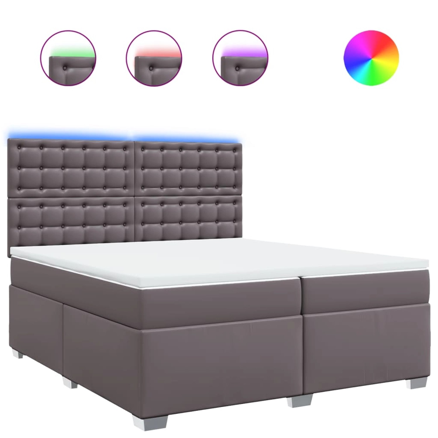 vidaXL Boxspringbett mit Matratze Grau 200x200 cm Kunstleder 3293038 günstig online kaufen