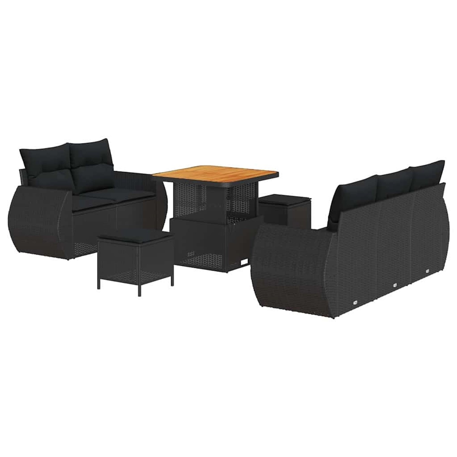 vidaXL Garten-Sofa-Set 8-Tlg Schwarz Poly Rattan 3361814 günstig online kaufen