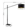 Moderne, schwarze Bogenlampe Mossa von Arcchio aus Metall für das Wohnzimmer.