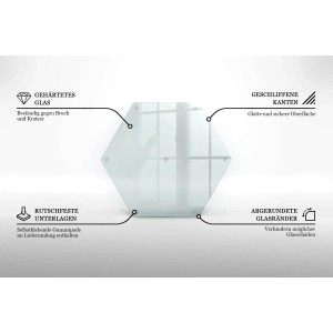 Tulup Schneidebrett Transparente Schneidebrett 40x34 cm Sechseckiges Schneidebrett Küchen Schneidebrett Glas