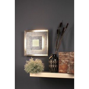 Quadratische LED-Wandleuchte Window von Luce Design in Silber, 32x32 cm. Moderne Wandlampe für indirekte Beleuchtung.