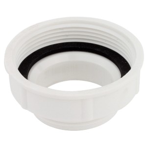 Weißes Kirchhoff Reduzierstück für Siphon, 44,9 mm x 41,9 mm, zur Verbindung von Rohr- und Siphonanschlüssen.