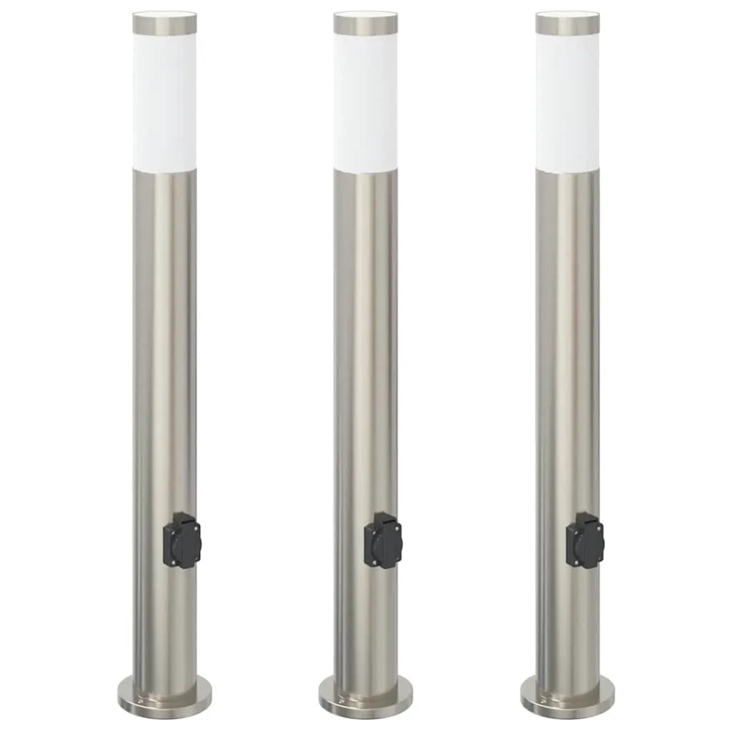 vidaXL Pollerleuchten mit Auslass 3er 80 cm Edelstahl IP44 4006014